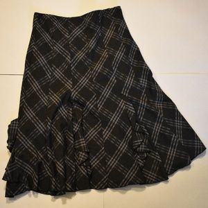 New Directions Charcoal Plaid Long Skirt